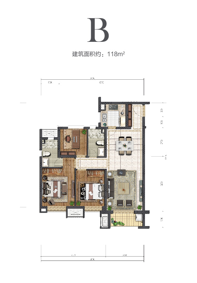 金輝中環(huán)云著118㎡戶(hù)型圖